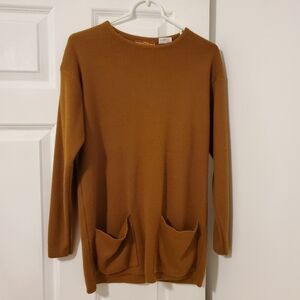 Wool Blend Brown Worthington Cozy Sweater With Front Pockets